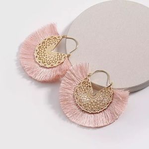 Pink Amelia Filigree Hoop Earrings